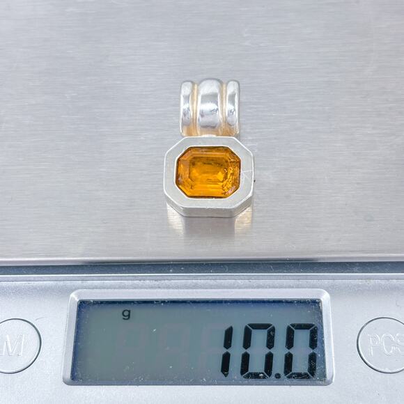 Estate Sterling Silver 925 Citrine Slide Pendant - Picture 8 of 8